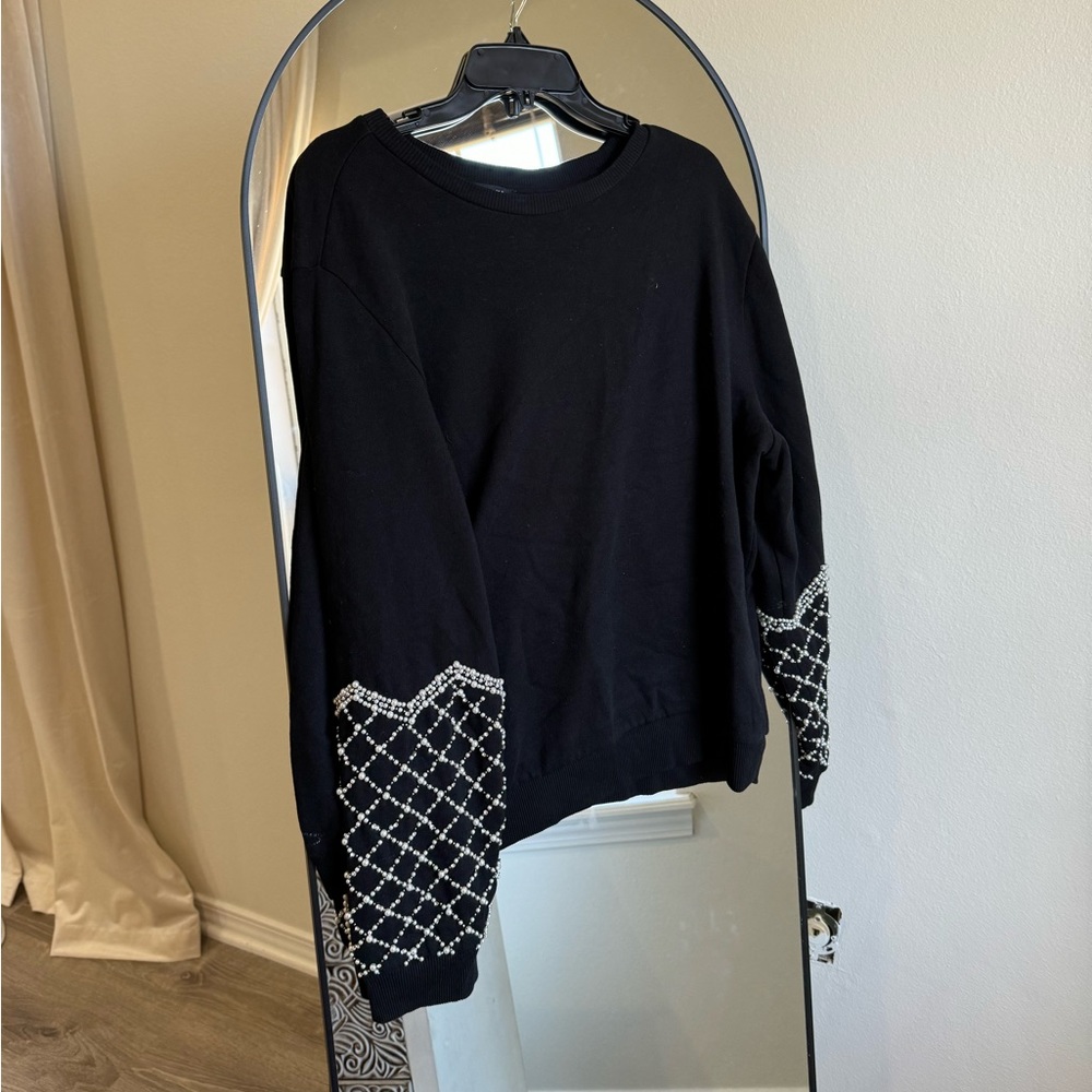 Express Women’s Sweater Shirt with bling on sleeves. Size X-Large